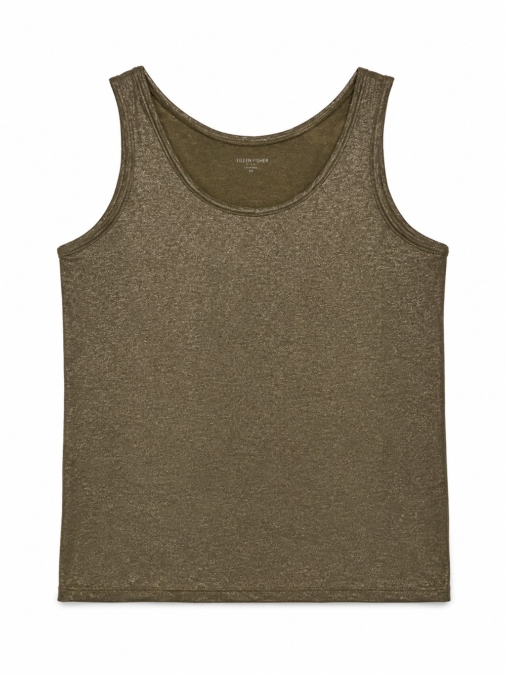 Eileen Fisher 100% Linen Olive Shimmer Scoop Tank (283)